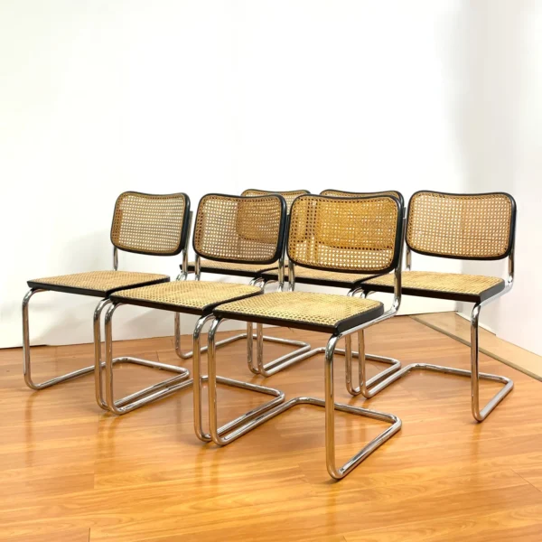 Marcel Breuer per Gavina <br> Gruppo di 6 sedie mod. Cesca, anni 60