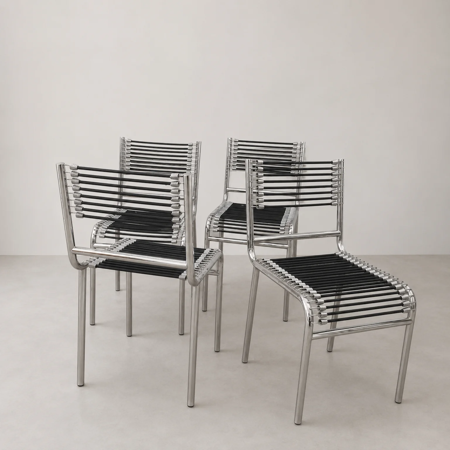 Renè Herbst per Palluco <br> Gruppo di sedie della serie Sandows mod. 101, anni 80 - immagine 8