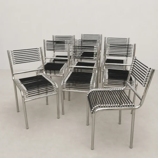 Renè Herbst per Palluco <br> Gruppo di sedie della serie Sandows mod. 101, anni 80