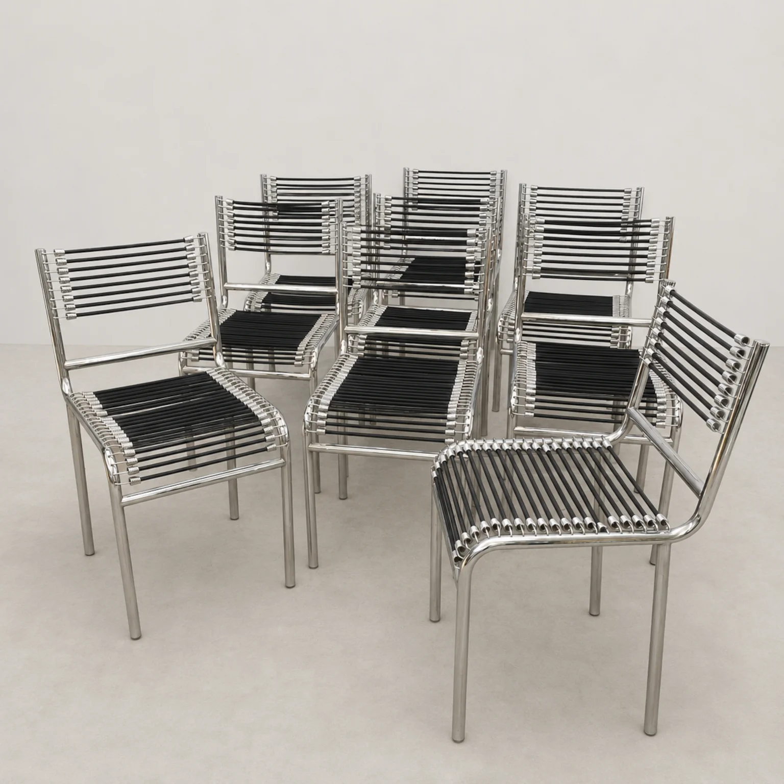 Renè Herbst per Palluco <br> Gruppo di sedie della serie Sandows mod. 101, anni 80