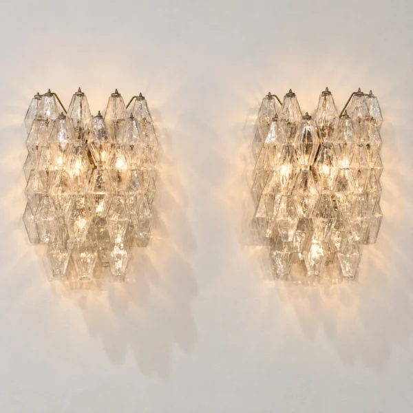 Carlo Scarpa per Venini <br> Coppia di applique Poliedri, anni 60